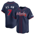 Atlanta Braves #7 Ha-Seong Kim Player Navy 2025 Speedway Classic Home Game Stitched Baseball Jersey