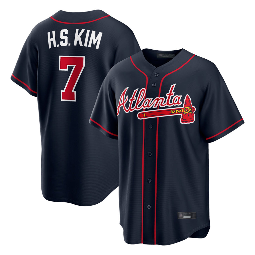 Atlanta Braves #7 Ha-Seong Kim Player Navy Home Game Stitched Baseball Jersey