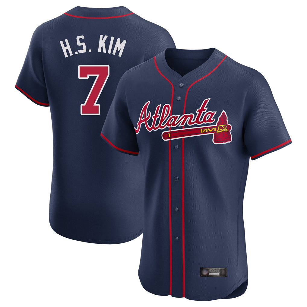Atlanta Braves #7 Ha-Seong Kim Player Navy Limited Elite Home Game Stitched Baseball Jersey