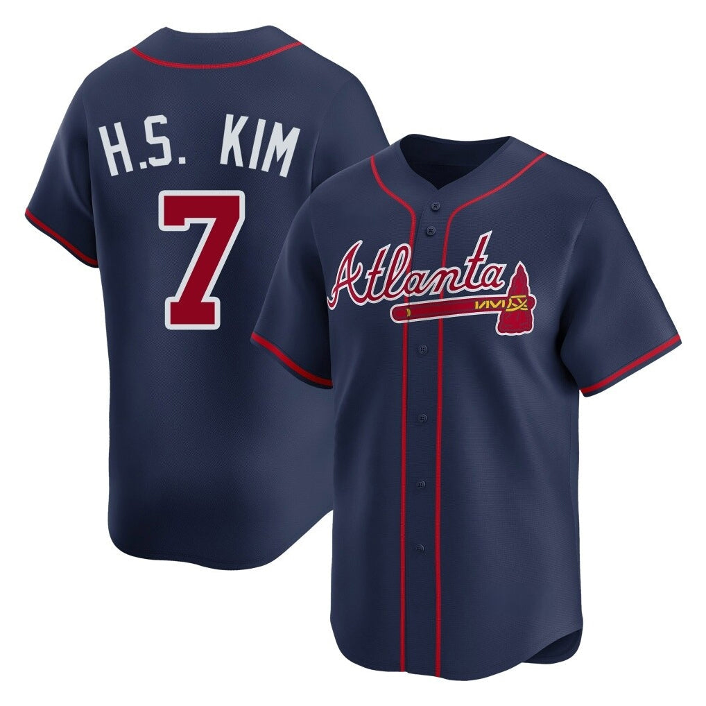 Atlanta Braves #7 Ha-Seong Kim Player Navy Limited Home Game Stitched Baseball Jersey