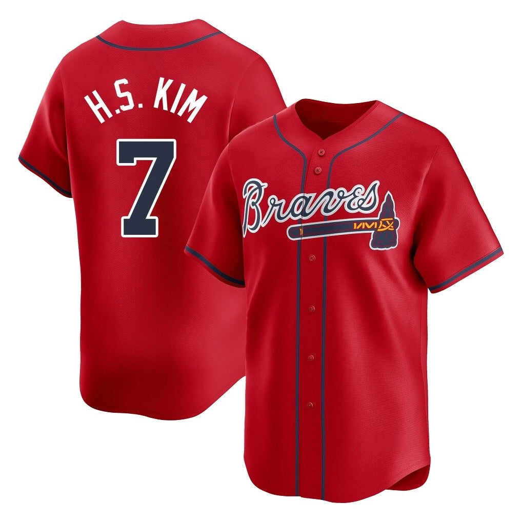 Atlanta Braves #7 Ha-Seong Kim Player Red Limited Home Game Stitched Baseball Jersey