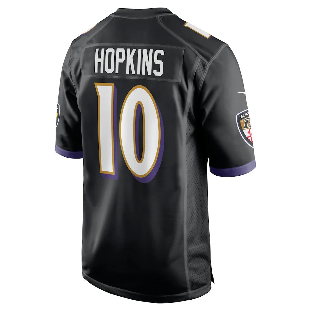B.Ravens #10 DeAndre Hopkins Black Alternate Game Stitched Football American Jersey
