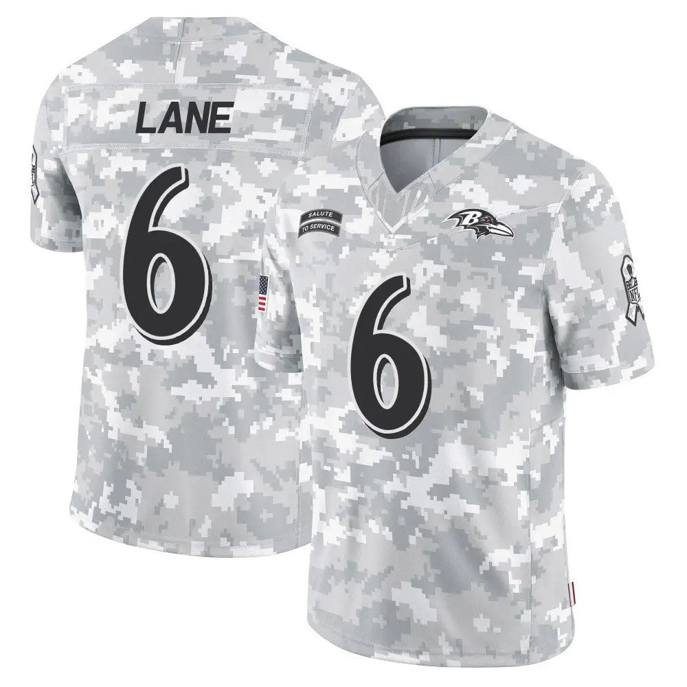 B.Ravens #6 Ja'Kobi Lane Camo 2024 Salute to Service Limited Stitched American Football Jerseys