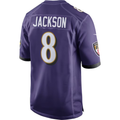 B.Ravens #8 Lamar Jackson Purple Game Football Jersey