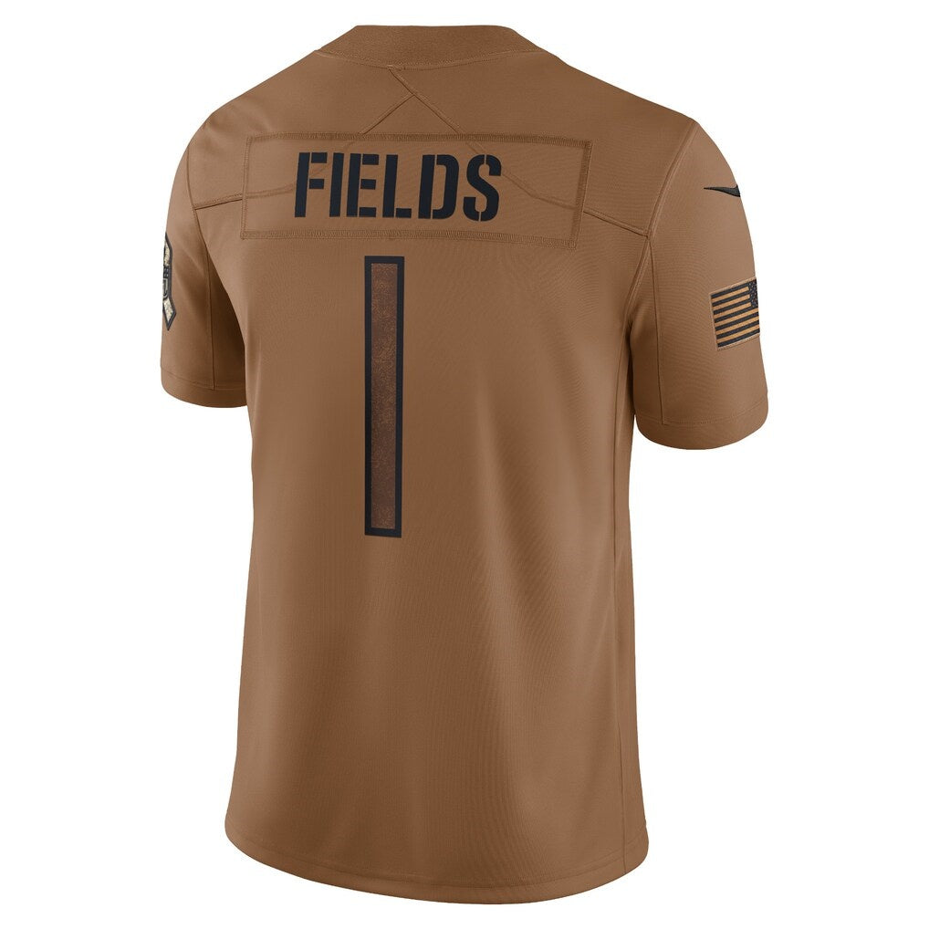 C.Bears #1 Justin Fields Salute To Service Limited Jersey - Brown Stitched Football American Jersey