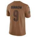 C.Bengals #9 Joe Burrow Brown Salute To Service Limited Stitched Football American Jersey