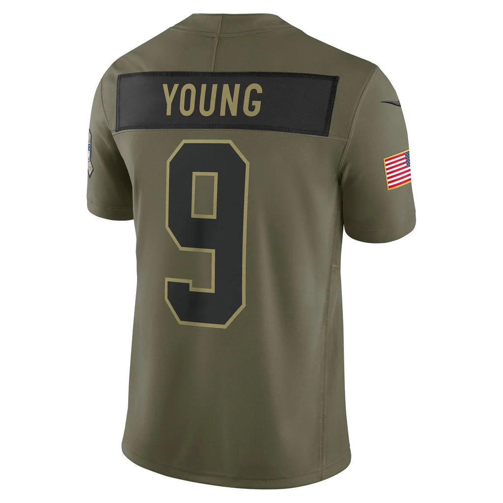 C.Panthers #9 Bryce Young Olive 2025 Salute to Service Limited Stitched Football American Jersey