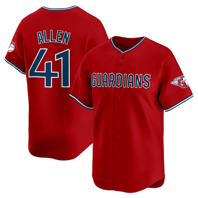 Cleveland Guardians #41 Carlos Santana Red Alternate Limited Stitched Baseball Jersey