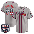 Custom Atlanta Braves Gray USA 250 Fourth of July Vapor Premier Limited Jersey ¡§C All Stitched Baseball Jersey