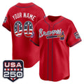 Custom Atlanta Braves Red USA 250 Fourth of July Vapor Premier Limited Jersey ¡§C All Stitched Baseball Jersey