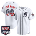 Custom Detroit Tigers White USA 250 Fourth of July Vapor Premier Limited Jersey ¡§C All Stitched Baseball Jersey
