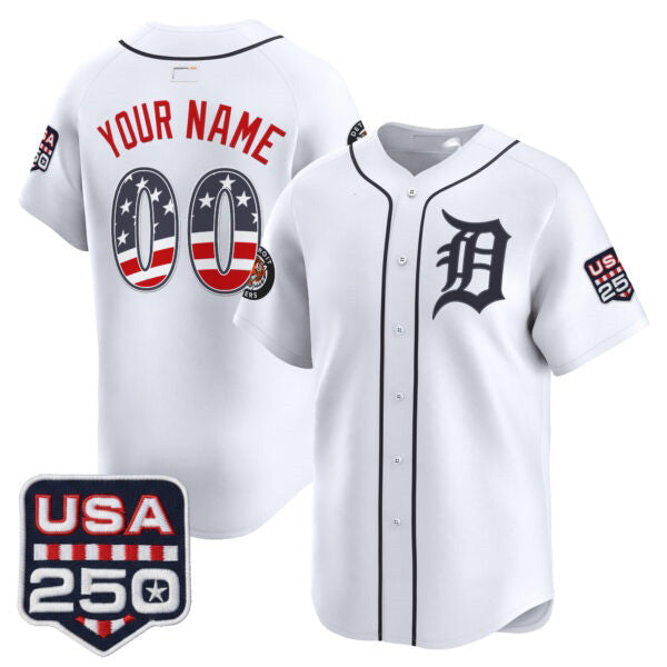 Custom Detroit Tigers White USA 250 Fourth of July Vapor Premier Limited Jersey ¡§C All Stitched Baseball Jersey
