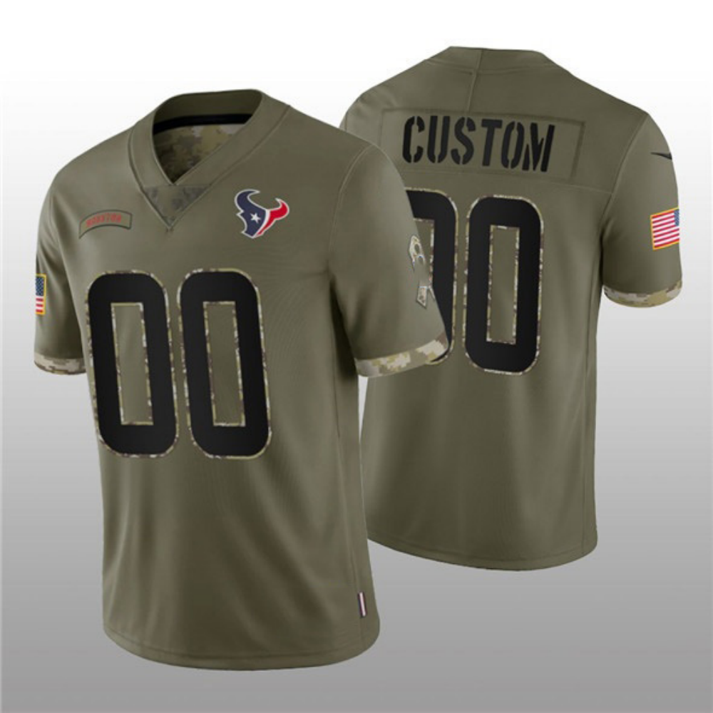 Custom Houston Texans ACTIVE PLAYER 2022 Olive Salute To Service Limited Stitched Football Jersey