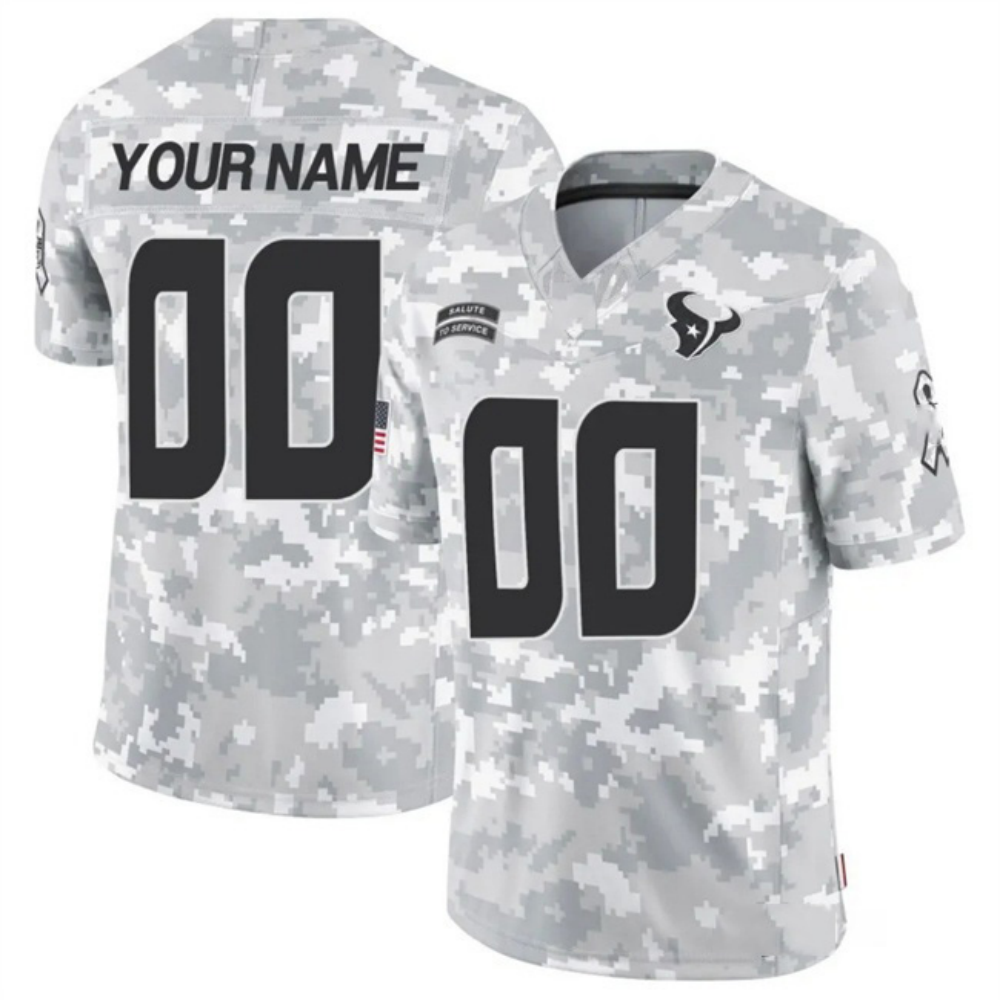 Custom Houston Texans Active Player 2024 F.U.S.E Arctic Camo Salute To Service Limited Stitched Football Jersey