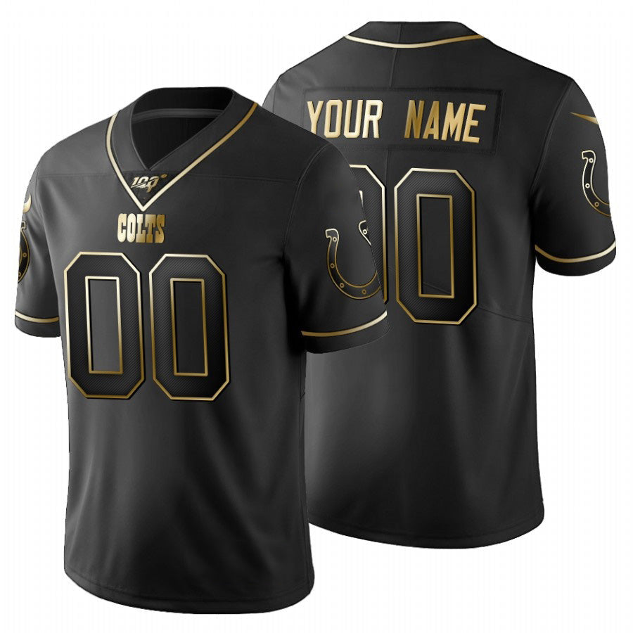 Custom IN.Colts Black Golden Limited 100 Football Stitched Jersey