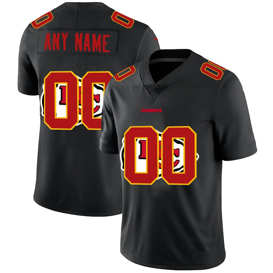 Custom KC.Chiefs Black Team Logo Dual Overlap Limited Football Jersey MAROU