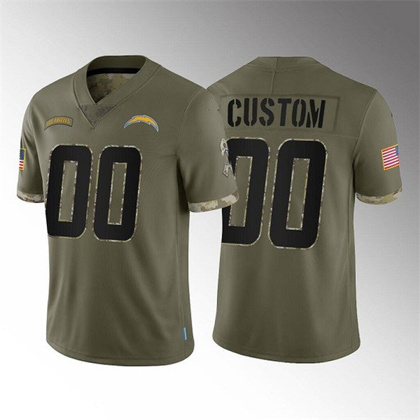 Custom LA.Chargers  2022 Olive Salute To Service Limited Stitched Football Jersey Marou