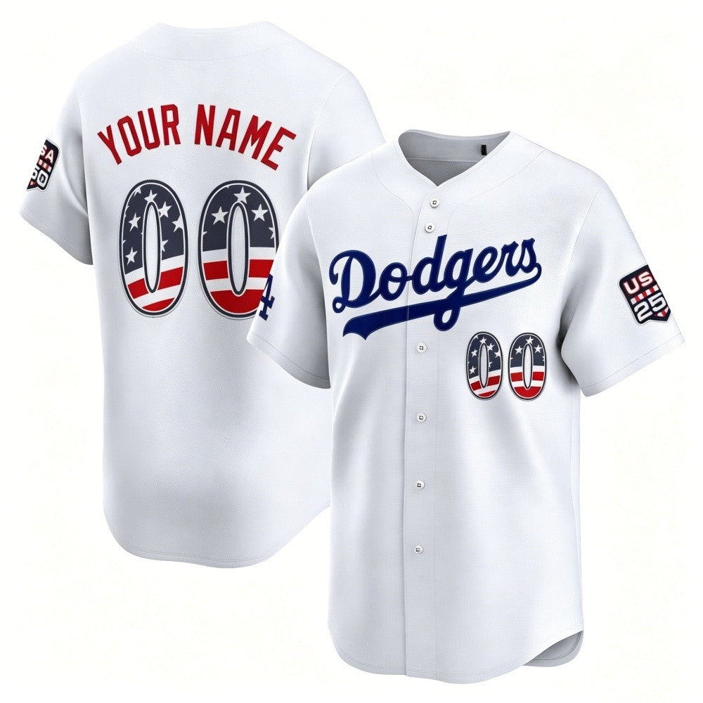 Custom Los Angeles Dodgers White USA 250 Fourth of July Limited Baseball Stitched Jersey