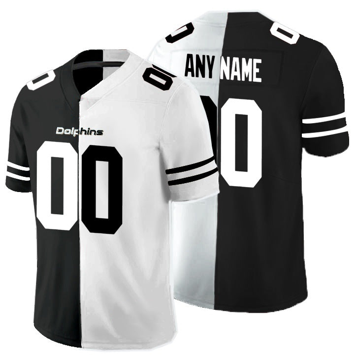 Custom M.Dolphins Black And White Split Vapor Untouchable Limited Football Jersey Marou