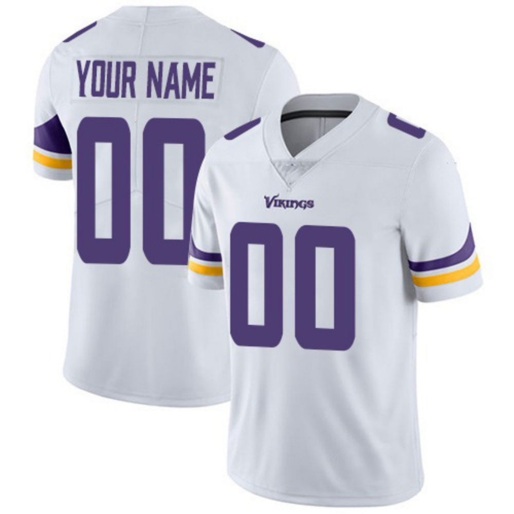 Custom MN.Vikings White Vapor Untouchable Limited Stitched Football Jersey