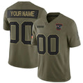 Custom NE.Patriots Olive 2025 F.U.S.E. Salute to Service Limited Stitched Football Jersey Marou
