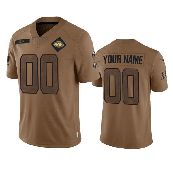 Custom NY.Jets Active Player 2023 Brown Salute To Setvice Limited Stitched Football Jersey Marou