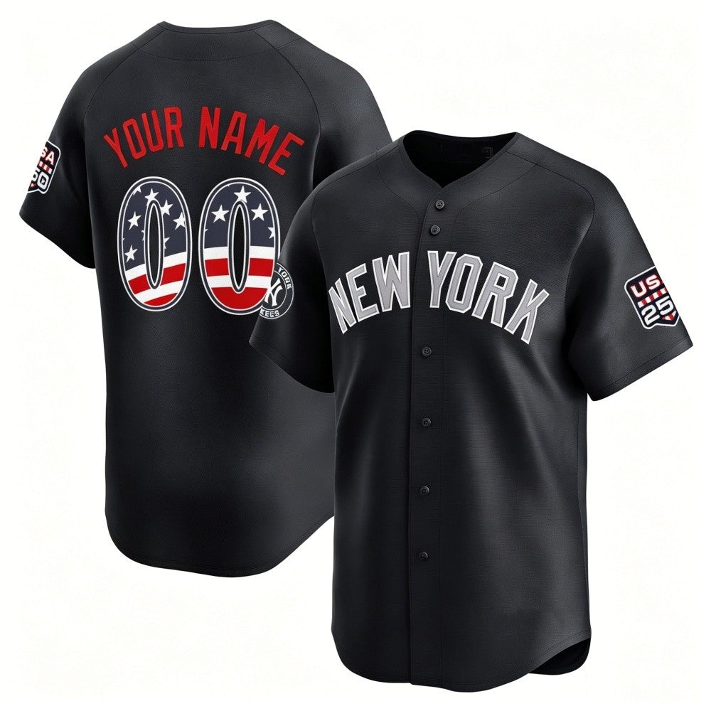 Custom New York Yankees Navy USA 250 Fourth of July Limited Baseball Stitched Jersey