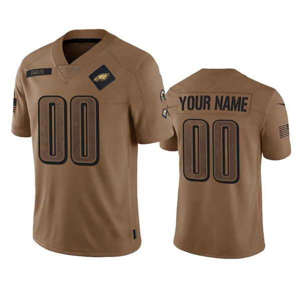 Custom P.Eagles Active Player 2023 Brown Salute To Setvice Limited Stitched Football Jersey Marou