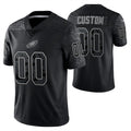 Custom P.Eagles Active Player Black Reflective Limited Stitched Football Jersey Marou