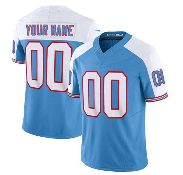 Custom T.Titans Active Player Blue White 2023 F.U.S.E. Vapor Limited Throwback Stitched Football Jersey Marou