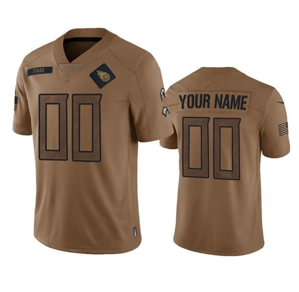 Custom T.Titans Active Player Brown 2023 Salute To Service Stitched Football Jersey Marou