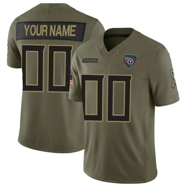 Custom T.Titans Active Player Olive 2025 F.U.S.E. Salute to Service Limited Stitched Football Jersey Marou