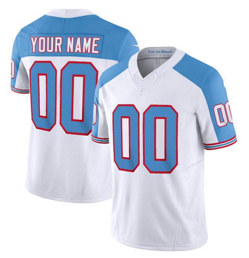 Custom T.Titans White Blue 2023 F.U.S.E. Vapor Limited Throwback Football Stitched Jersey