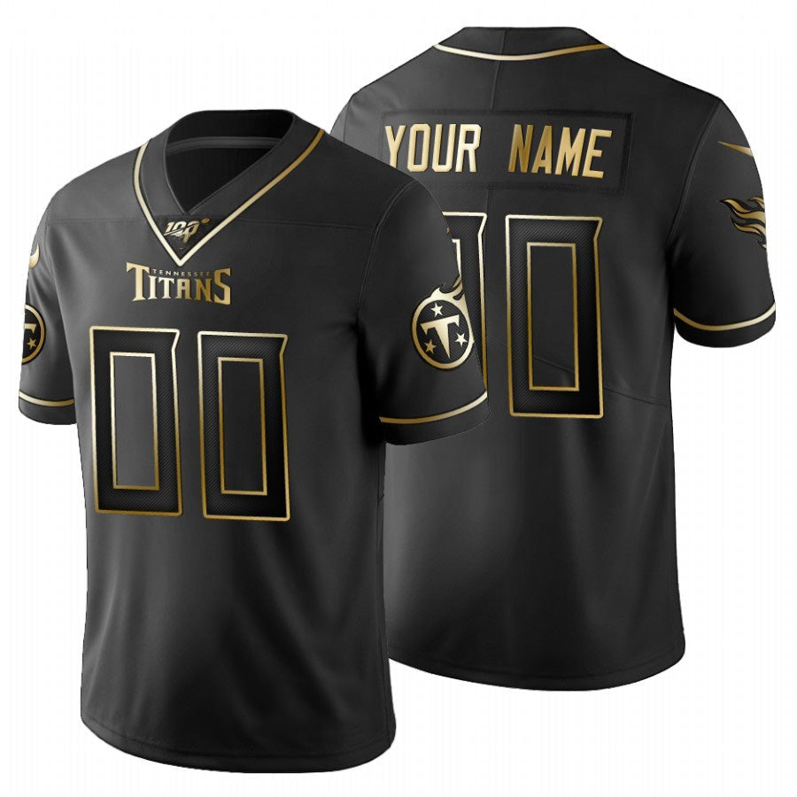 Custom T.Titans Black Golden Limited 100 Football Jersey Marou