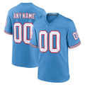 Custom T.Titans Light Blue Oilers Throwback Game Stitched Football Jersey