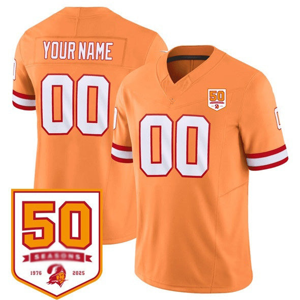 Custom TB.Buccaneers Active Player Orange 2025 F.U.S.E. 50th Anniversary Patch Vapor Limited Stitched Football Jersey Marou