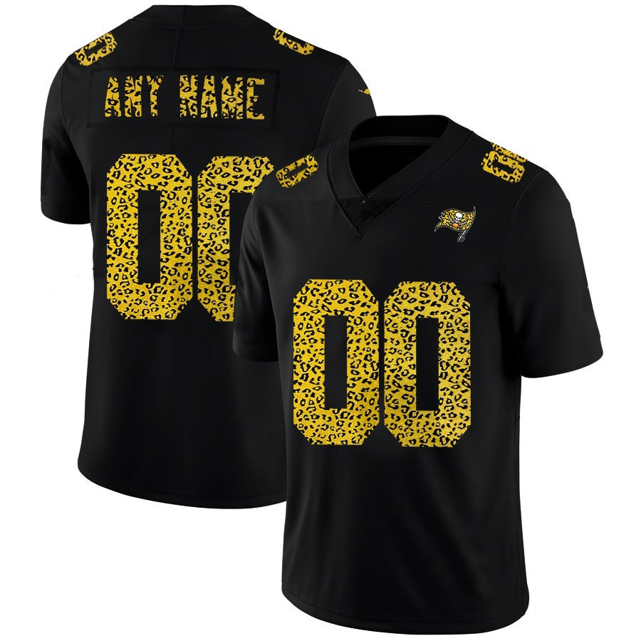 Custom TB.Buccaneers Black Leopard Print Fashion Vapor Limited Football Jersey Marou