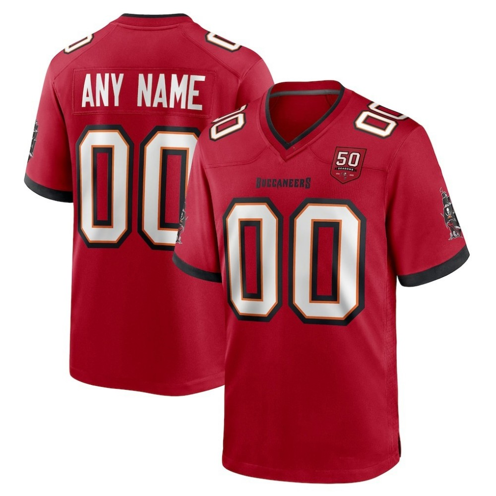 Custom TB.Buccaneers Red 50th Season Game Stitched Football Jerseys
