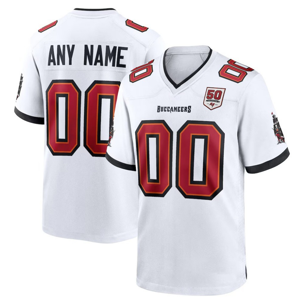 Custom TB.Buccaneers White 50th Season Game Stitched Football Jerseys