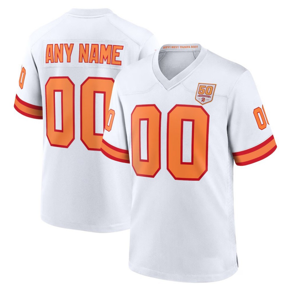 Custom TB.Buccaneers '76 White 50th Seaso Game Stitched Football Jerseys
