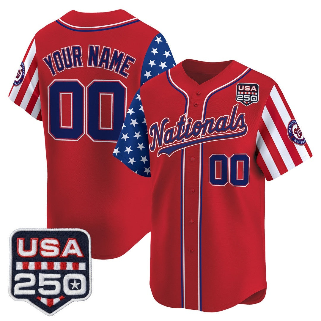 Custom Washington Nationals America 250 Edition Vapor Premier Limited Red Stitched Baseball Jersey
