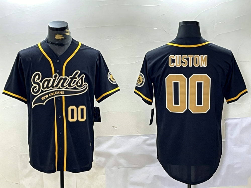 Custom New Orleans Saints Black Baseball Stitched Jerseys