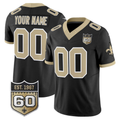 Custom New Orleans Saints Black Gameday Golds 60th Anniversary Patch Vapor Football Stitched Jersey