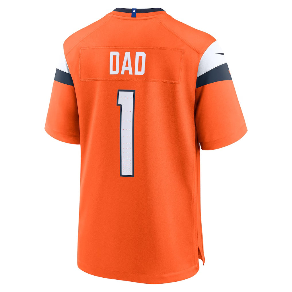 D.Broncos Orange #1 Dad Game Stitched Football American Jersey