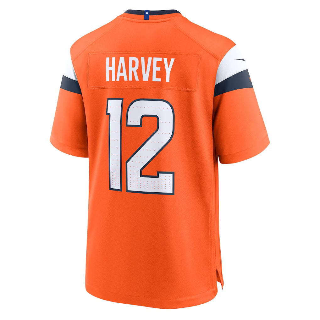 D.Broncos #12 RJ Harvey Orange Team Game Stitched Football American Jersey
