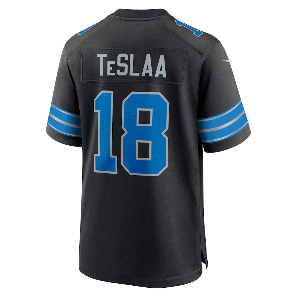 D.Lions #18 Isaac TeSlaa Black Alternate Game Player Stitched Football American Jersey