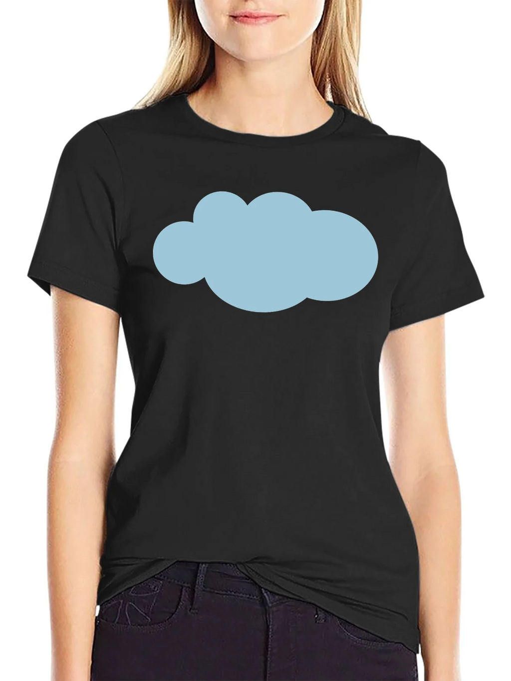 Mens Black T-Shirt with Blue Cloud Graphic