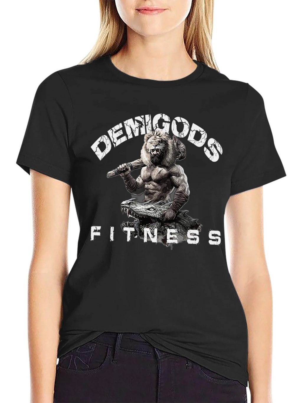 Demigods Fitness Graphic T-Shirt - Lion Warrior