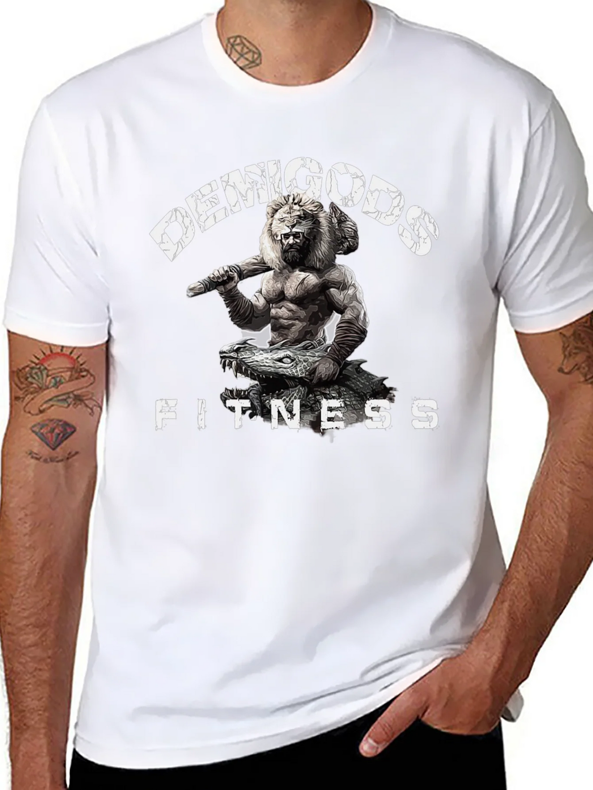 Demigods Fitness Graphic T-Shirt - Lion Warrior