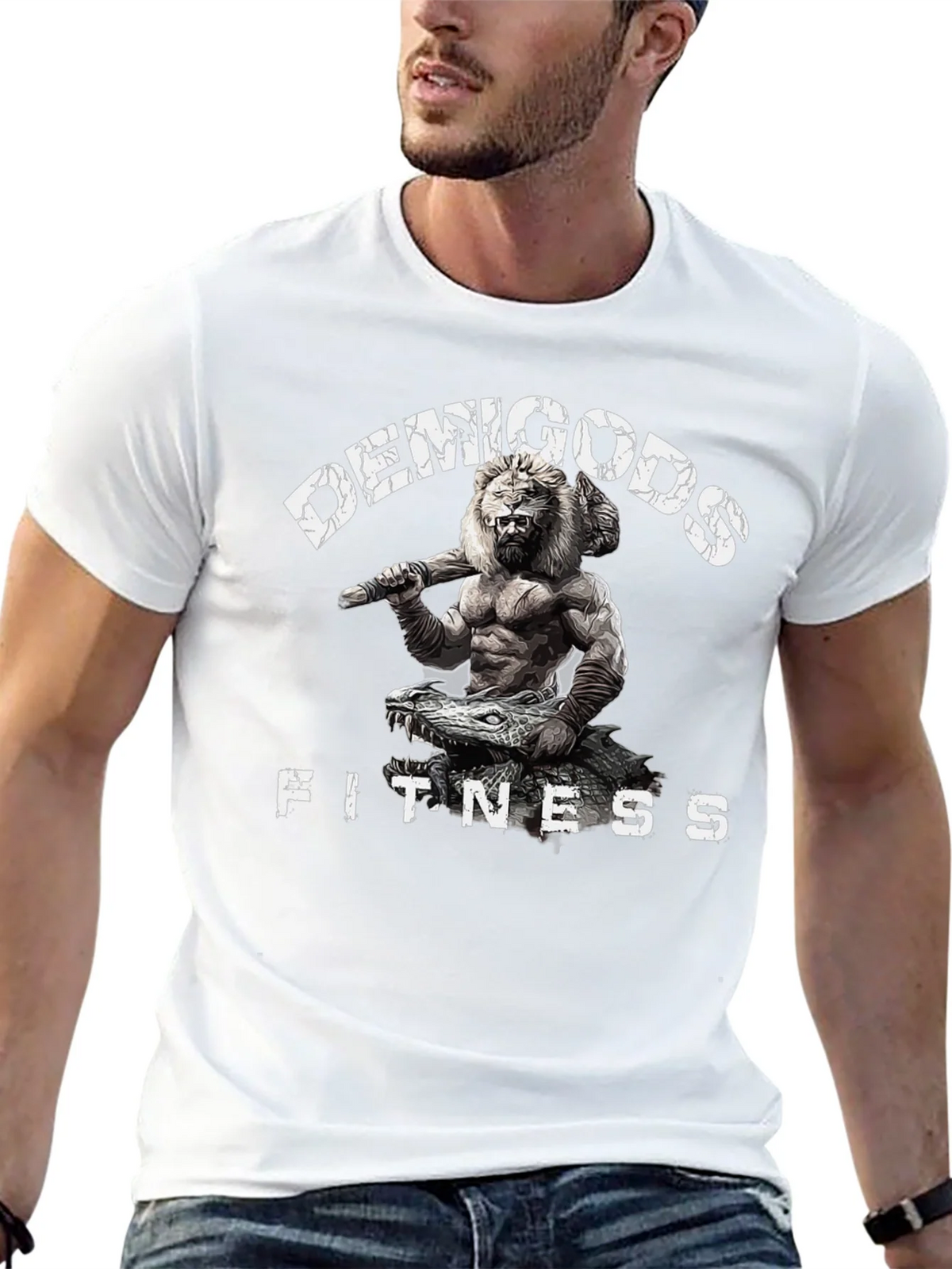Demigods Fitness Graphic T-Shirt - Lion Warrior